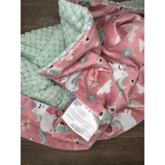 SL Home Fashions Baby Blanket Pink Unicorn Bird Flowers Green Back S.L. Floral - Picture 3 of 7